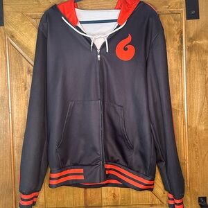 Black and Red Zip-Up Hoodie Boruto Anime